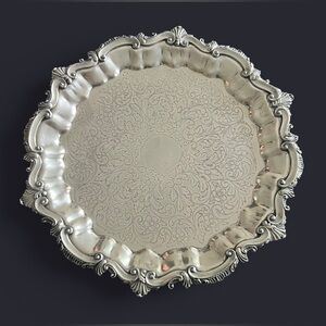 1930s Goldfeder Silver Company Silver plated in copper 3 Footed Tray Heavy 15"